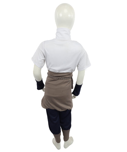 HPO Men's Ninja Warrior Outfit Costume | Soft Jersey Fabric Construction with Layered Tunic Pants and Arm Guards | Ideal for Cosplay, Halloween, Themed Party, and Anime Conventions