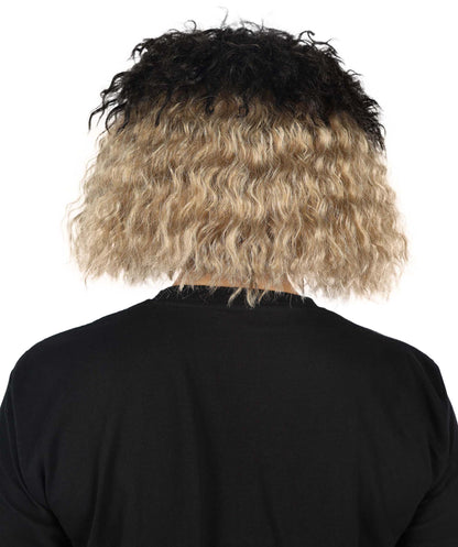 Women's Black and Blonde color Curly Short fluffy Wig | Halloween and Cosplay Wig | Flame-retardant Synthetic Fiber