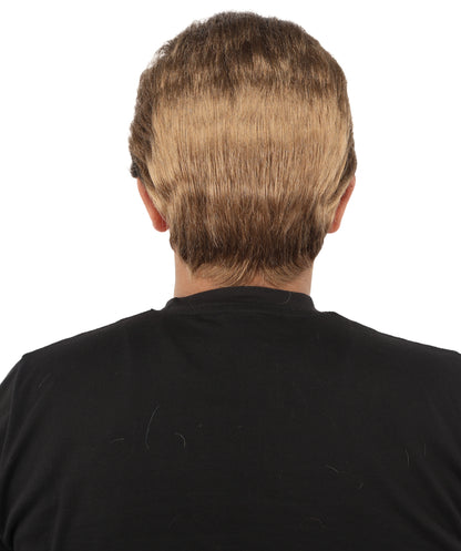 HPO Men's Fighter Pompadour Wig | Ash brown tone, create of synthetic fiber, swept-back voluminous texture, breathable capless cap | Party, Halloween, theater, drag, performance, costume events