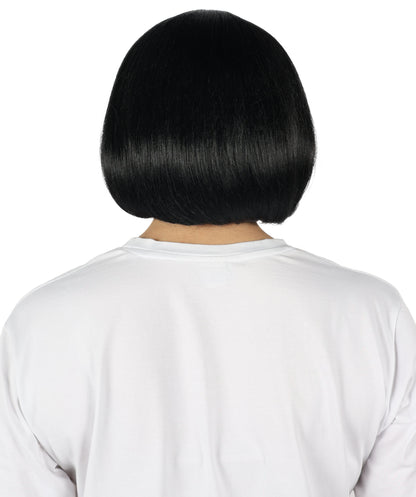 Womens Short Black Bob Wig | Party Ready Fancy Halloween Wig | Premium Breathable Capless Cap