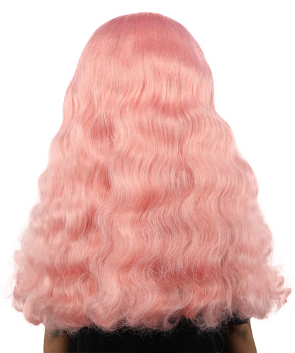 HPO Adult Women's Long Wavy Wig | Multiple Color Options | Center Parted Ginger Curls with Voluminous Ends, Heat Resistant Synthetic Fiber & Breathable Cap | Halloween, Teen Roleplay, Theater, Themed Party & Costume Events