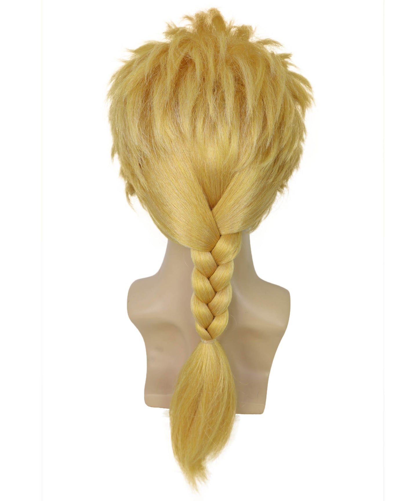 HPO Men's Anime-Inspired Golden Blonde Wig | Short Layered Costume Hairpiece | Breathable Capless Cap
