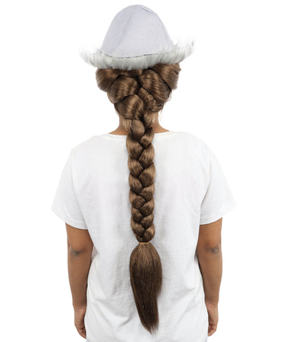 HPO Women's 32 Inch Extra Long Braided Wig with White Cap | Fantasy Style Wig with Capless Cap | Synthetic Heat-Resistant Wig for Cosplay, Costume, and Events