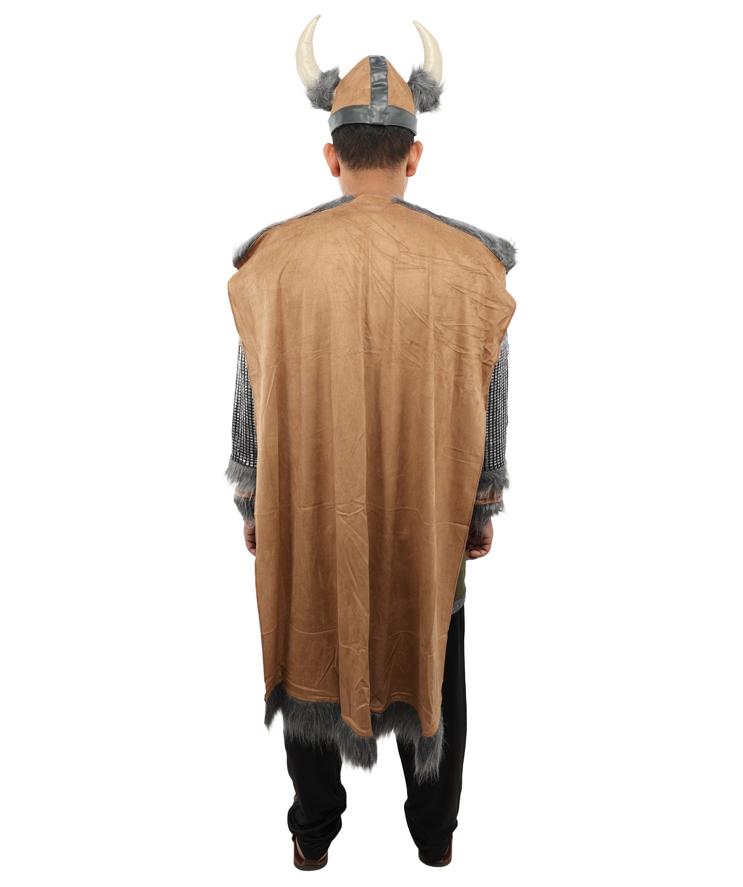 HPO Men’s Authentic Norse Warrior Costume Set with PU Foam Wolf Armor | Viking Outfit with Tunic, Cape & Horned Hat | Ideal for Halloween and Cosplay