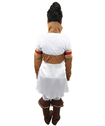 HPO Men's Anime Mercenary Roleplay Suit | Striking black and red jersey satin construction featuring a structured dress, hand gloves, and leg socks | Ideal for party, Halloween, cosplay, theater, drag, performance, costume events