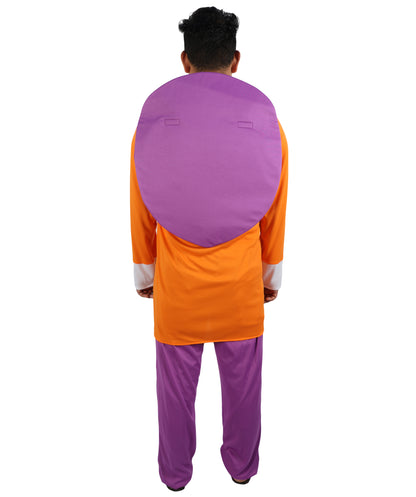 HPO Men's Martial Arts Master Costume | Anime Roshi Cosplay Orange Top Purple Pants Outwear Set | Comic Con Halloween Stage Performance Wardrobe Piece