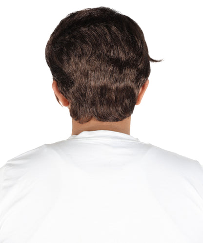 HPO Men’s Bobby Inspired Wig | Short Spiky Dark Brown Hair | Adjustable Breathable Cap | Flame-Retardant Synthetic Fiber for Costume & Cosplay