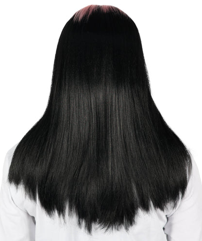 Billie Pop 80's Mullet | Black Wig with Neon Green Roots and Choppy Bangs | Premium Halloween Wig