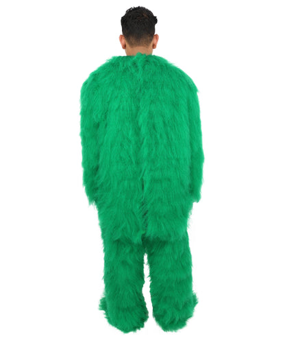 HPO Unisex Green Animal Fur Monster Costume Bundle – 75 Inch Full Outfit with Head Mask & Body Suit | Plush Mascot Style Costume for Halloween and Cosplay