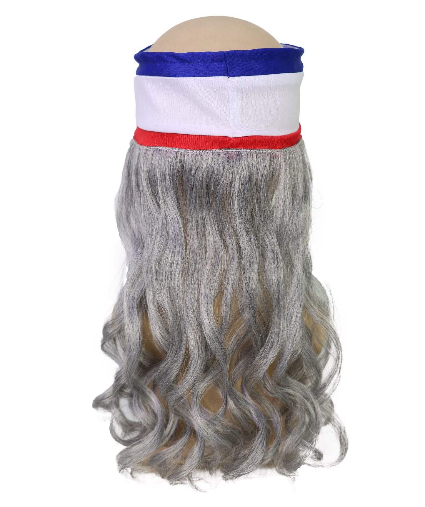 USA Flag Mullet Headband Wig for Men | Red White Blue Hair with Built-In Stretch Band | Funny Costume Accessory for Parties, BBQs, Tailgates