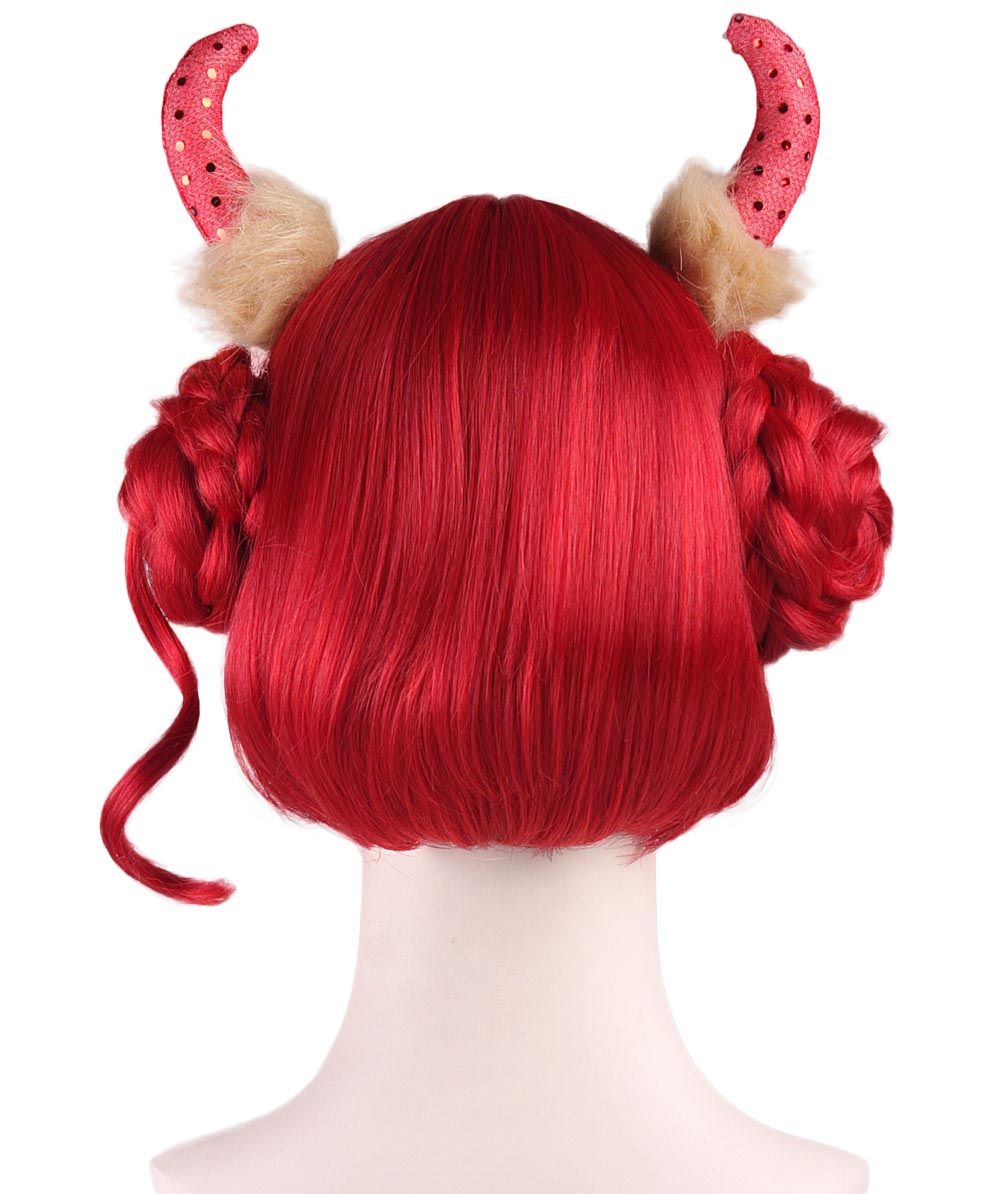 Red Devil Queen Womens Wig | Party Ready Fancy Cosplay Halloween Wig |Premium Breathable Capless Cap