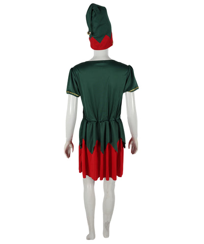 HPO Adult Women’s Elf Costume | Red & Green Christmas Outfit | Holiday Party, Cosplay & Themed Event Costume