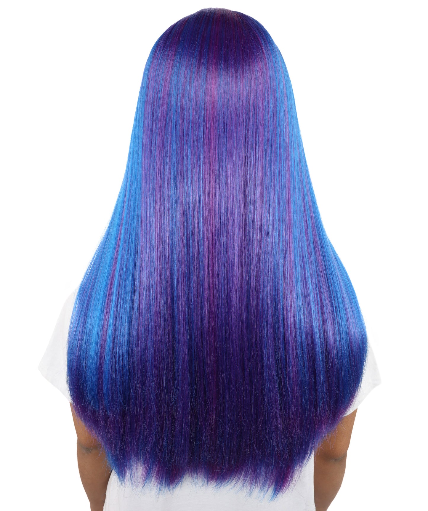 HPO Women's Twilight Sparkle Style Wig | Long Dark Purple Hair with Hot Pink Bangs and Highlights | My Little Pony Equestria Girls Costume