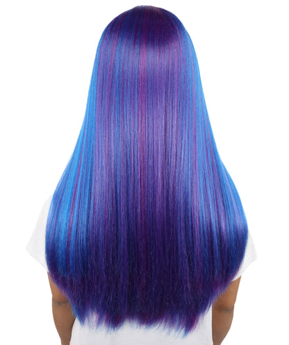 HPO Women's Twilight Sparkle Style Wig | Long Dark Purple Hair with Hot Pink Bangs and Highlights | My Little Pony Equestria Girls Costume