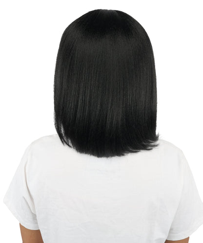 HPO Adult Women's Asymmetrical Bangs Bob Wig | Multiple Color Options | Create of synthetic fiber, sleek straight volume, breathable capless base | Party, Halloween, theater, drag, performance, costume events