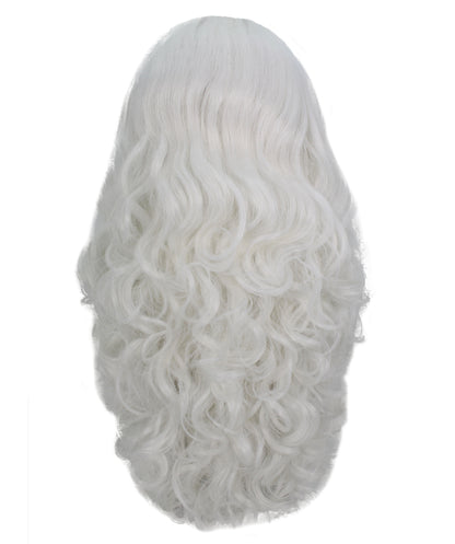 HPO Men's White Santa Wig and Beard Set – Fake Mustache, Long Beard & Eyebrows | Christmas Character Accessories for Stage, Cosplay & Holiday Dress-Up