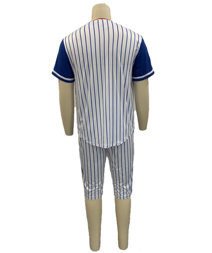 HPO Men’s Baseball Costume | White & Blue Classic Uniform Outfit | Halloween, Cosplay, Themed Parties, Stage, and Fun Event Costume