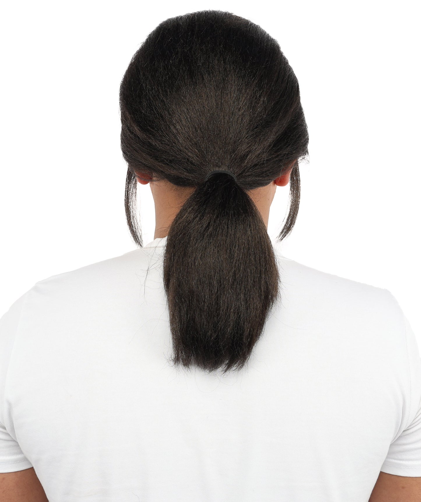 HPO Men’s Long Black Ponytail Warrior Wig – 17” Realistic Medieval Hairpiece with Capless Cap | Ideal for Costume Events, Theatre & Character Roleplay