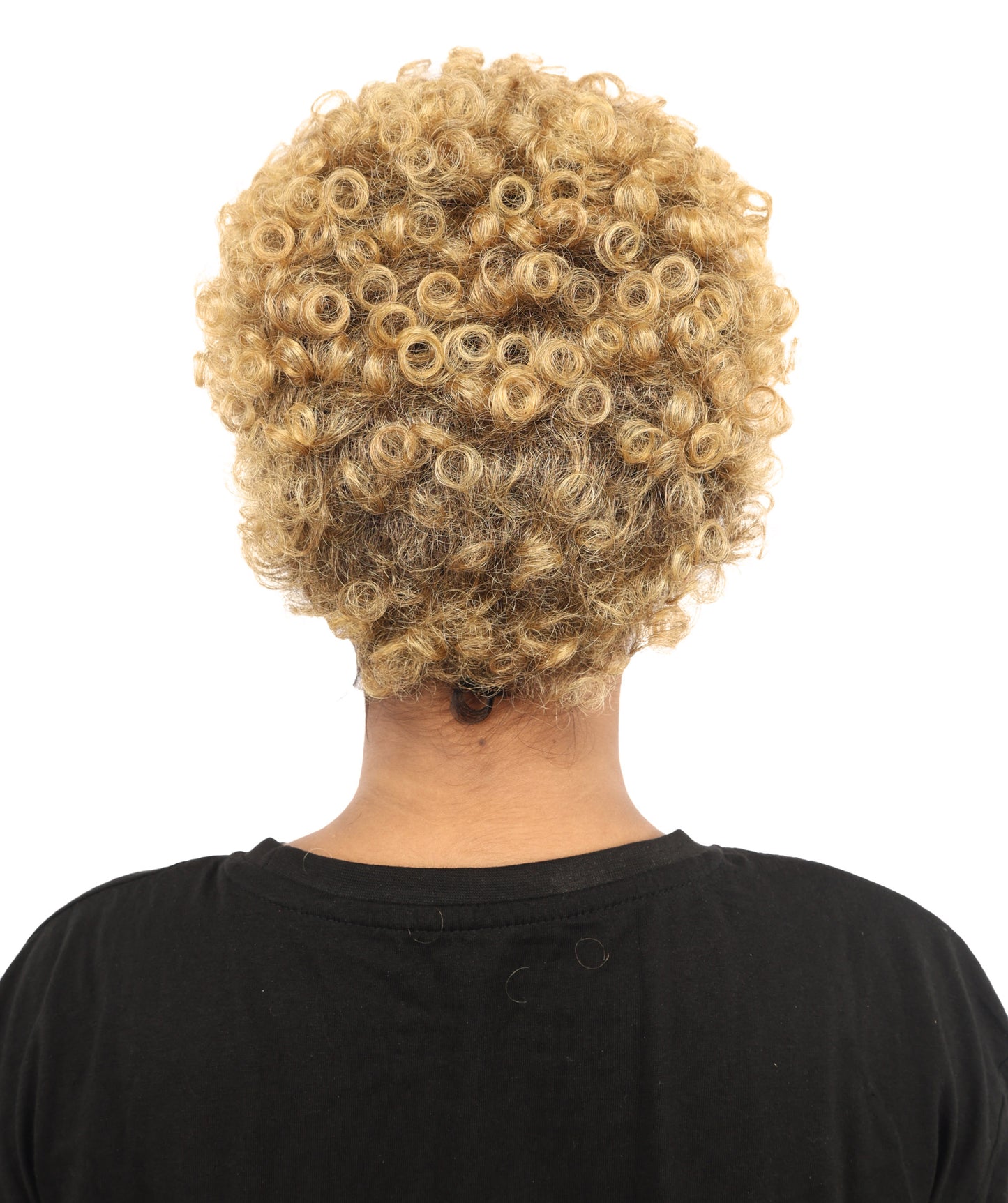 HPO Women's Barbadian Singer-Inspired Wig | Short Curly Golden Hairstyle with Side Part | Synthetic Fiber Hairpiece for Cosplay, Halloween, Parties & Stage