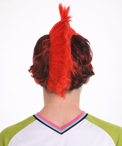 HPO Red Punk Mohawk Wig | Men Halloween Wig |