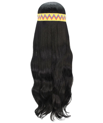 HPO Adult Female WIG Hippie Long with Headband – Boho Multiple Wigs Premium Breathable Capless Cap with Flame Retardant Synthetic Fiber Hair