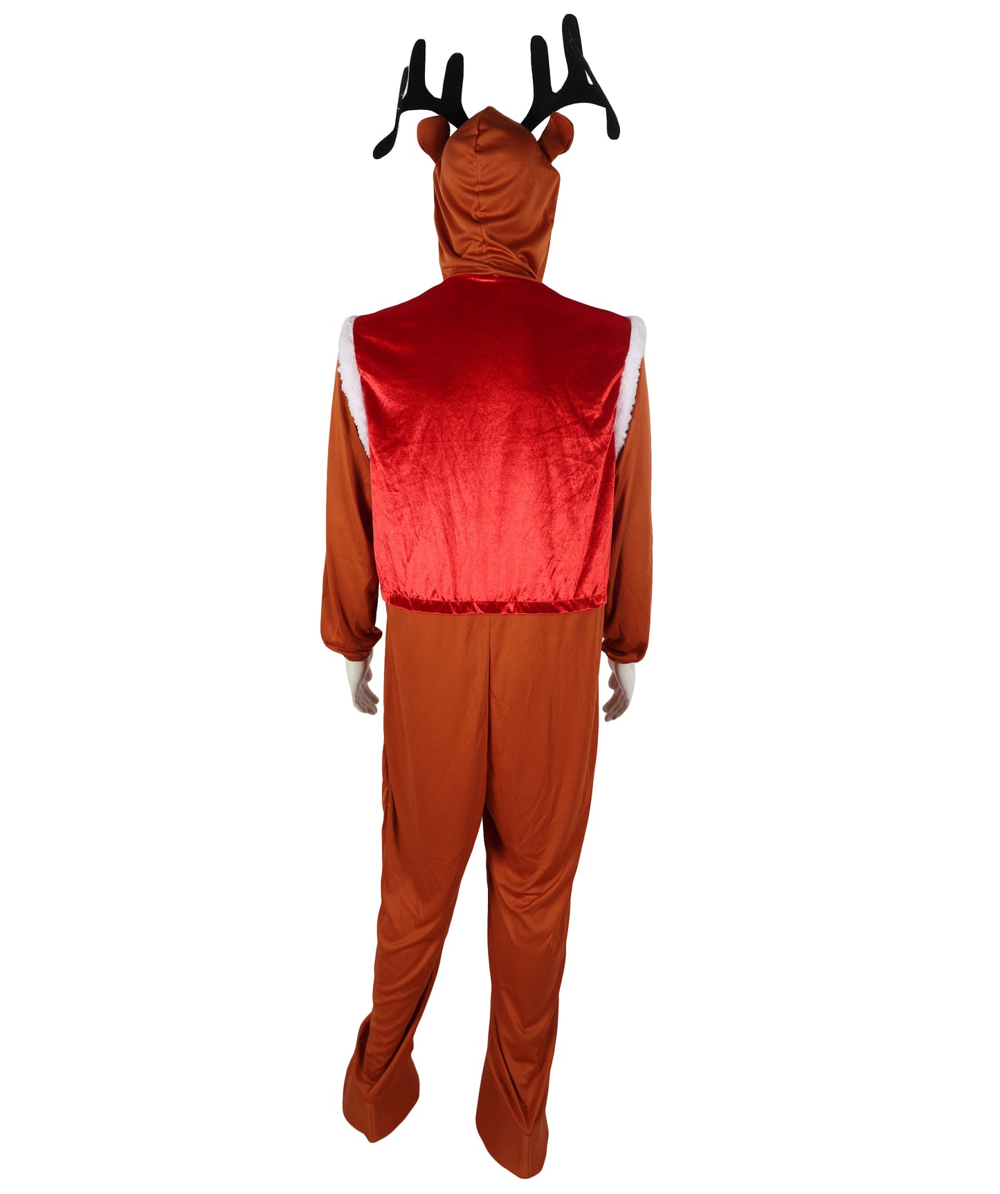 HPO Adult Man's  Reindeer Rider Brown and Red Costume | Holiday Cosplay & Party Fun Outfit