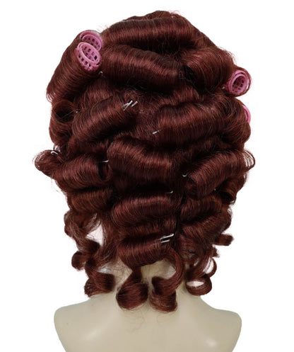 HPO Adult Women’s Vintage Glamour Wavy Wig with Large Voluminous Curls & Rollers |  Retro Style | Ideal for Halloween | Breathable Cap