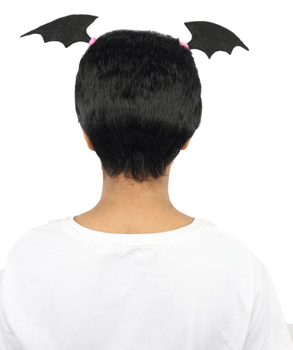 HPO Women's Black Vampire Bat Inspired Lady Wig | Gothic Long Hairpiece with Deluxe Synthetic Fibers & Adjustable Cap | Halloween, Cosplay, Stage & Roleplay