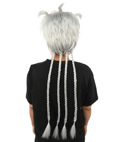 HPO Adult Women's Animal Ear Braided Wig | Multiple Color Options | Synthetic fiber, short bob with sculpted ears and long micro-braids, breathable base | Party, Halloween, theater, drag, performance, costume events