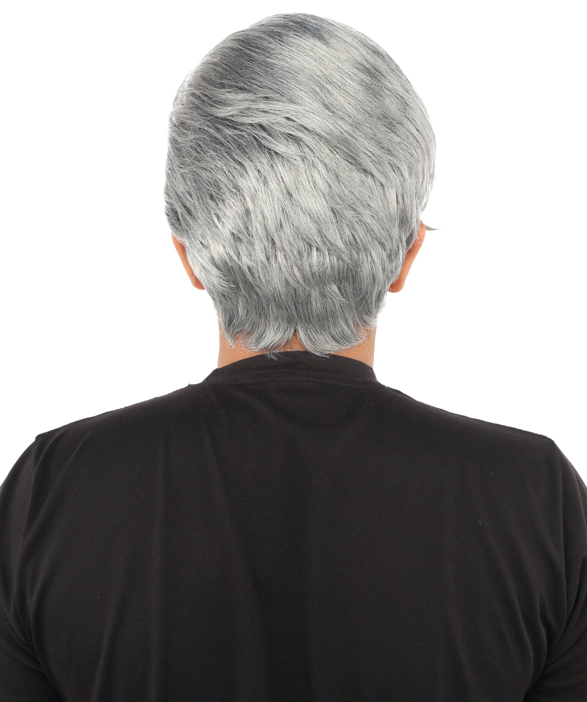 HPO Adult & Teen Men's Sleek Updo Theatrical Wig | Icy silver tone, create of synthetic fiber, striking swept front volume, breathable base | Party, Halloween, theater, drag, performance, costume events