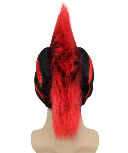 Mohawk Full Wig | Red & Black Halloween Wig | Premium Breathable Capless Cap