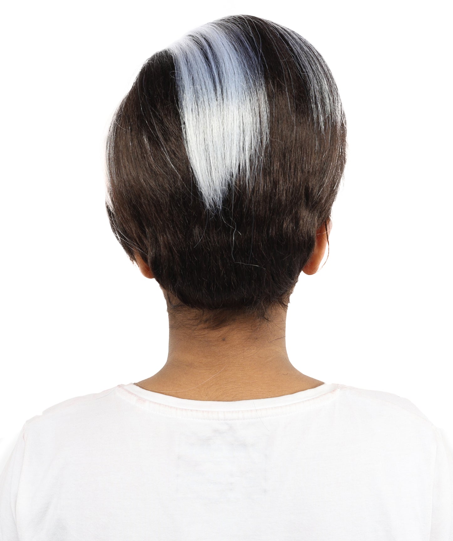 HPO Women's Short Asymmetrical Pixie Multicolor Wig | Slate Grey Side Swept Bangs with Tapered Nape, Heat Resistant Synthetic Fiber & Breathable Cap | Halloween, Sci-Fi Events, Roleplay, Theater & Costume Parties