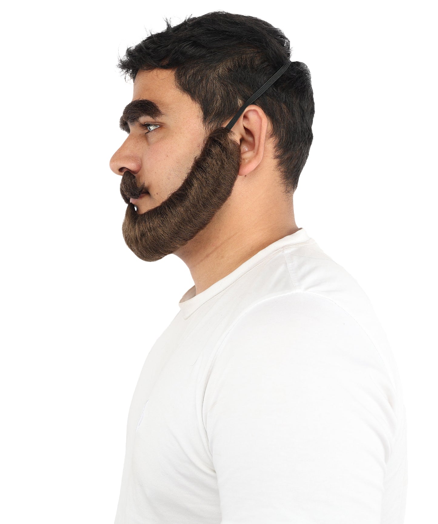 HPO Men's Historical Fake Beard Mustache & Eybrow Set | Thick Eyebrows Mustache Combo Synthetic Fiber | Party Halloween Cosplay Theater Drag Performance Costume Events