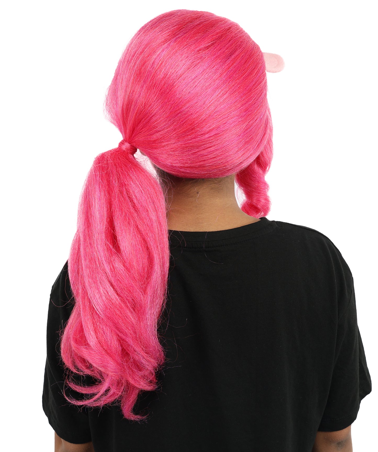 HPO Women’s 20” Pink Ponytail Wig with Cute Accessory | Fun Hairpiece for Halloween, Cosplay Parties & Roleplay | Capless Cap Design