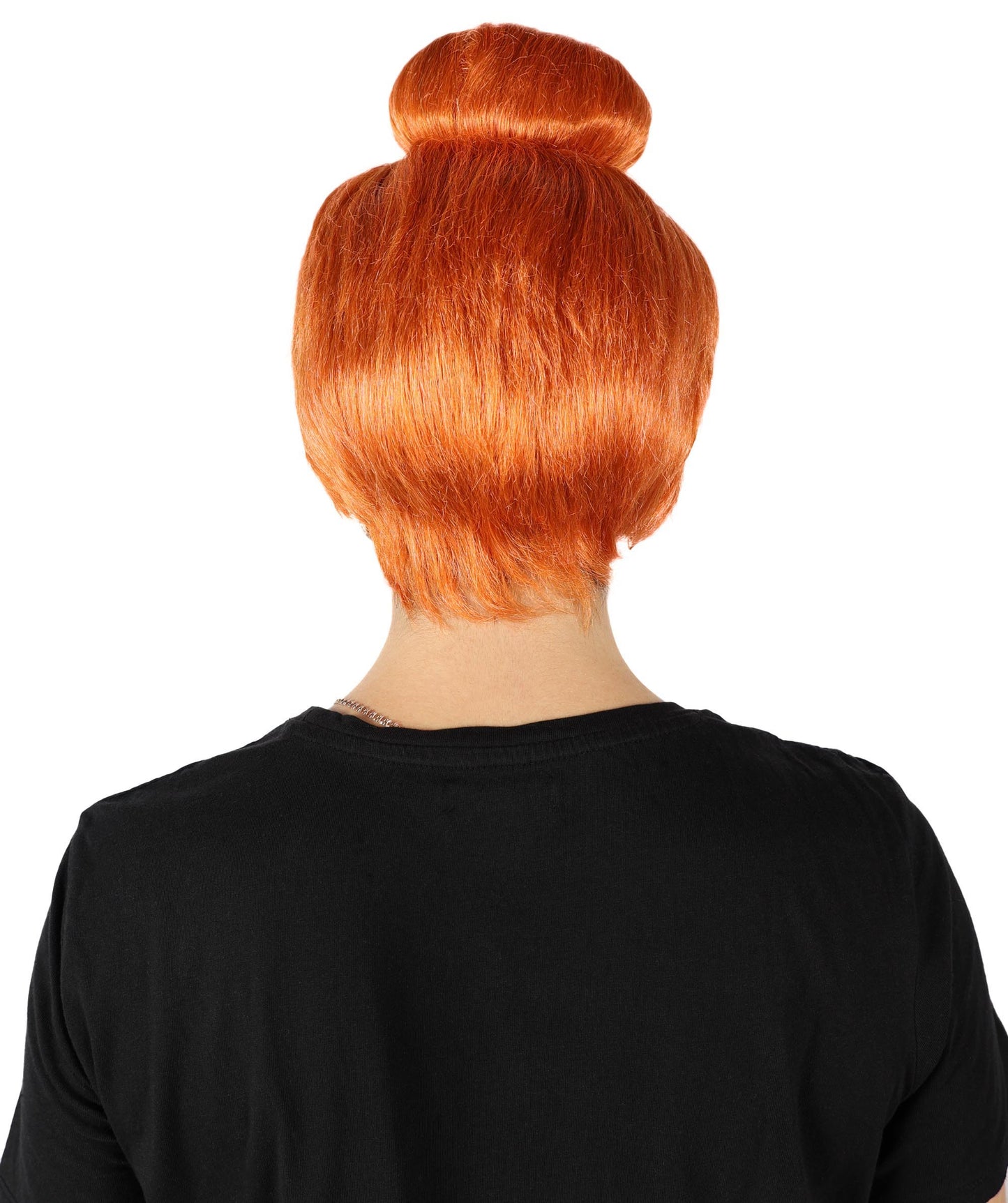 HPO Women's Fictional Character Orange Knot Bun Pompadour Wig I Halloween Wig I Flame-retardant Synthetic Fiber