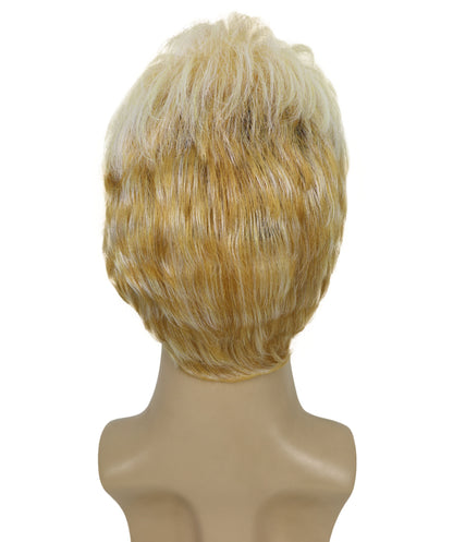 Men’s Short Teased Spiky Wig | Wild & Youthful Gold Blonde Mix Streaked Hairstyle for Costume Events