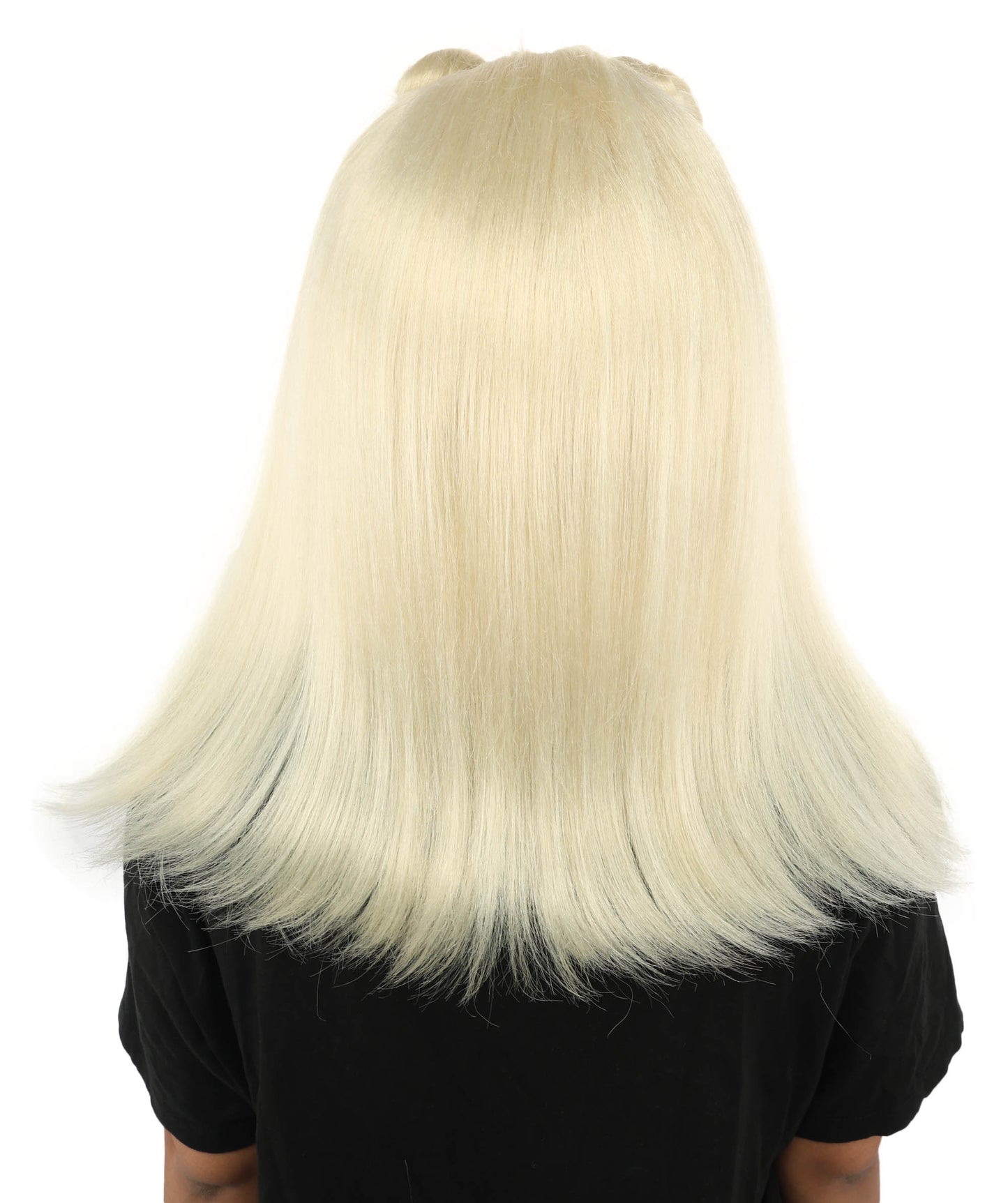 HPO Women's Brown & Pink Half Updo Bangs Wig | Create of synthetic fiber, blunt fringe with top bow, breathable base | Party, Halloween, theater, drag, performance, costume events