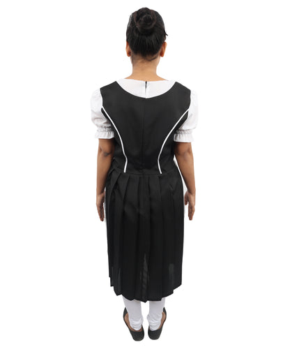 HPO Women's Long Black & White Dirndl Costume – German Traditional Party Dress for Women