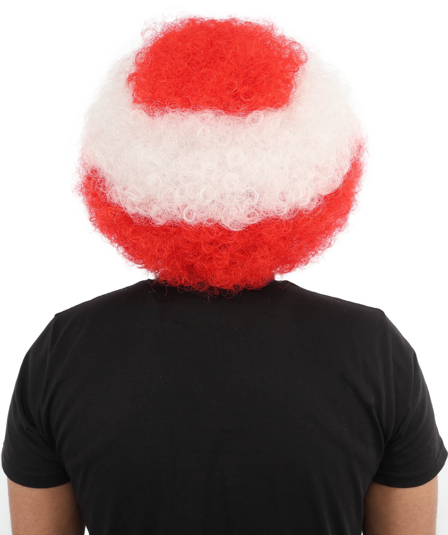 HPO UnisexAustria Flag Afro Wig | 12 Inch Synthetic Curls Horizontal Stripe Design | Sports Event National Holiday Parade Soccer Match Fan Gear