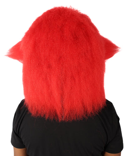 HPO Unisex Red Furry Monster Costume Set Full-Body Plush Cosplay Suit with Mask & Oversized Feet| Perfect for Halloween| Flame-retardant Synthetic Fabric