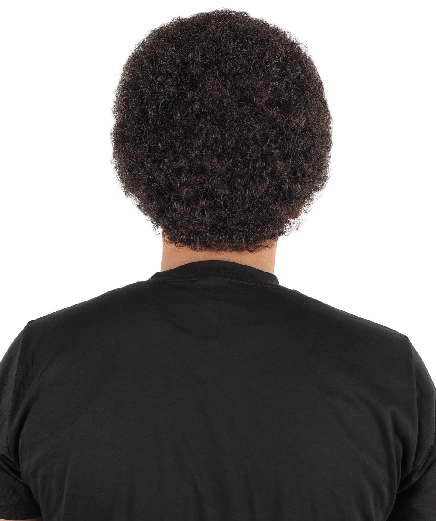 HPO Men's Short Afro-Inspired Dark Brown Curly Wig |  Synthetic Hair with Adjustable Cap for Themed Events, Halloween, Stage & Roleplay