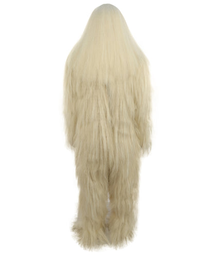 HPO Unisex Extreme Hairy Person Costume, Mask and Bundle - Full-Body Hair Suit Extra-Long Ash Brown Costume Wig for Halloween, Cosplay & Parties