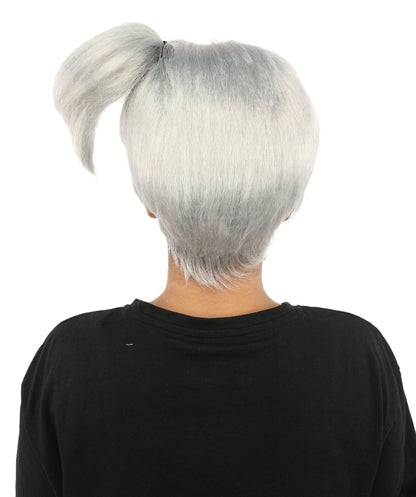HPO Adult Women's Anime Trainer Character Wig | Vibrant hue multicolor options, create of synthetic fiber, short choppy bob with high side ponytail, breathable base | Cosplay, Halloween, theater, party, performance, costume events