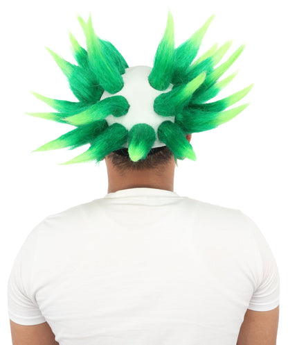 HPO Adult Men's Spiky Bald Illusion Wig | Multiple Color Options  |  Two-tone vibrant hue, create of synthetic fiber, stiff spiked volume, integrated forehead piece | Party, Halloween, theater, drag, performance, costume events