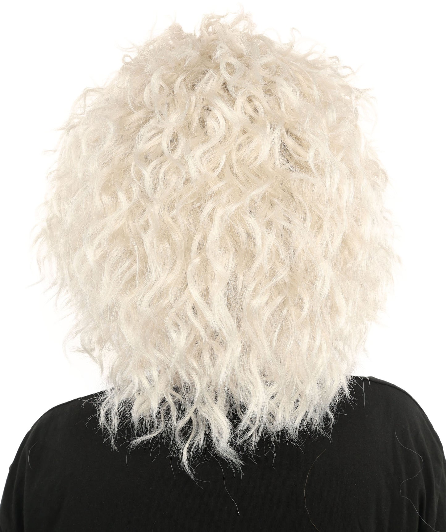 HPO Women’s 15-Inch White Curly Wig | Wavy Voluminous Style | Idal for Costume, Cosplay, and Themed Events