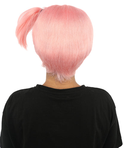 HPO Adult Women's Anime Trainer Character Wig | Vibrant hue multicolor options, create of synthetic fiber, short choppy bob with high side ponytail, breathable base | Cosplay, Halloween, theater, party, performance, costume events
