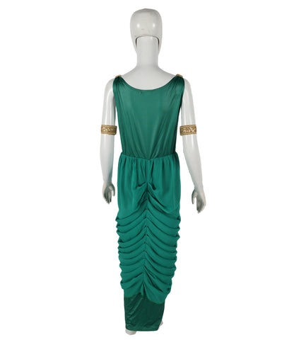 HPO Adult Women’s Medusa Costume | Snake Headpiece, Flowing Gown & Metallic Accents | Mythical Greek Goddess Outfit for Halloween Themed Parties