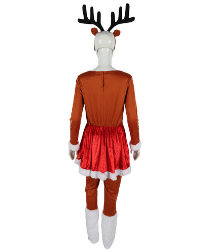 HPO Adult & Teen Women's Inflatable Reindeer Costume | Fun Holiday Outfit with Antlers – Christmas Party