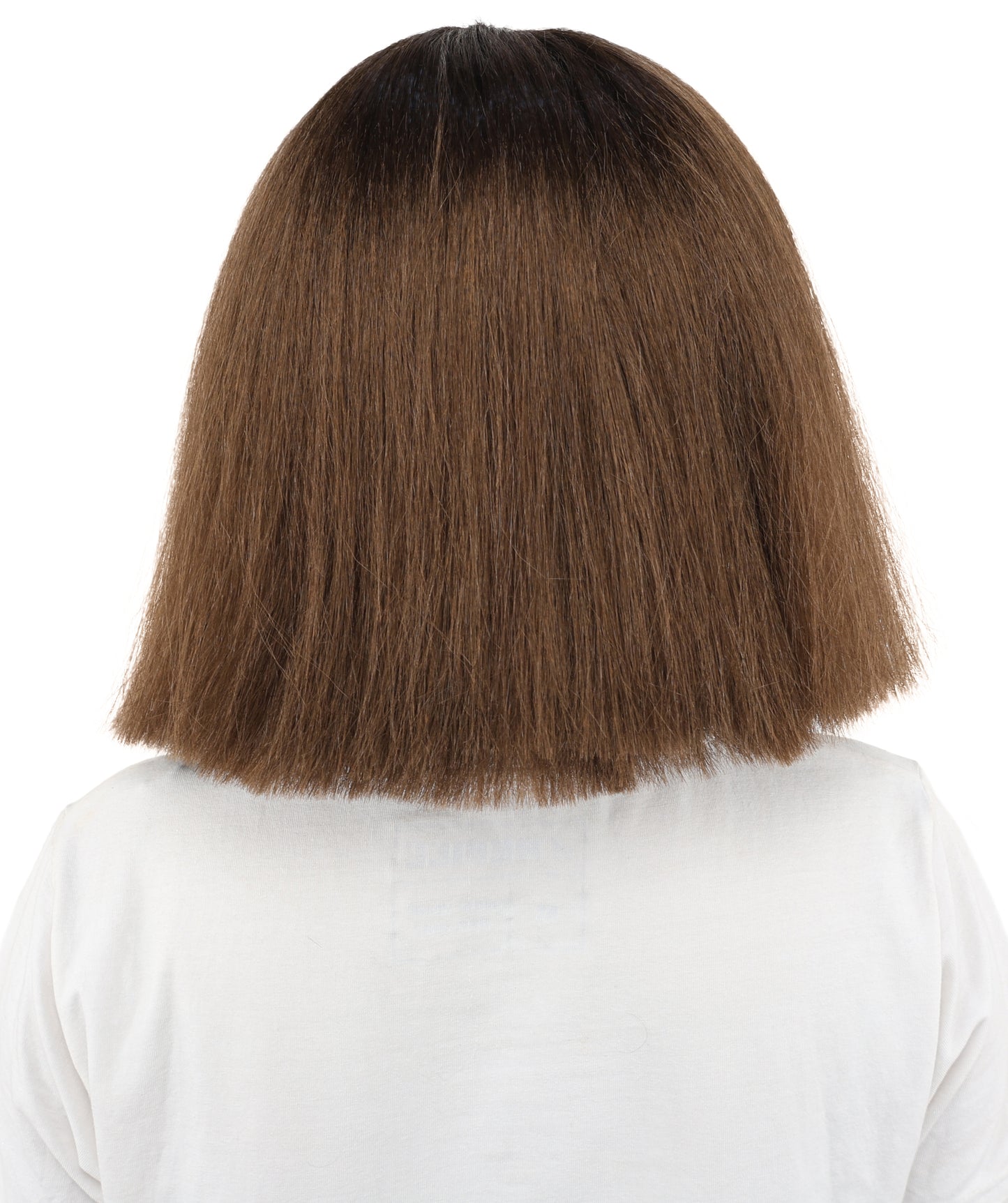 HPO Celebrity-Style 11 Inch Green Rooted Blonde Front Braided Straight Wig | Shoulder-Length Fun, Bold, and Stylish Hairpiece  | Ideal for Halloween, Cosplay, and Themed Parties