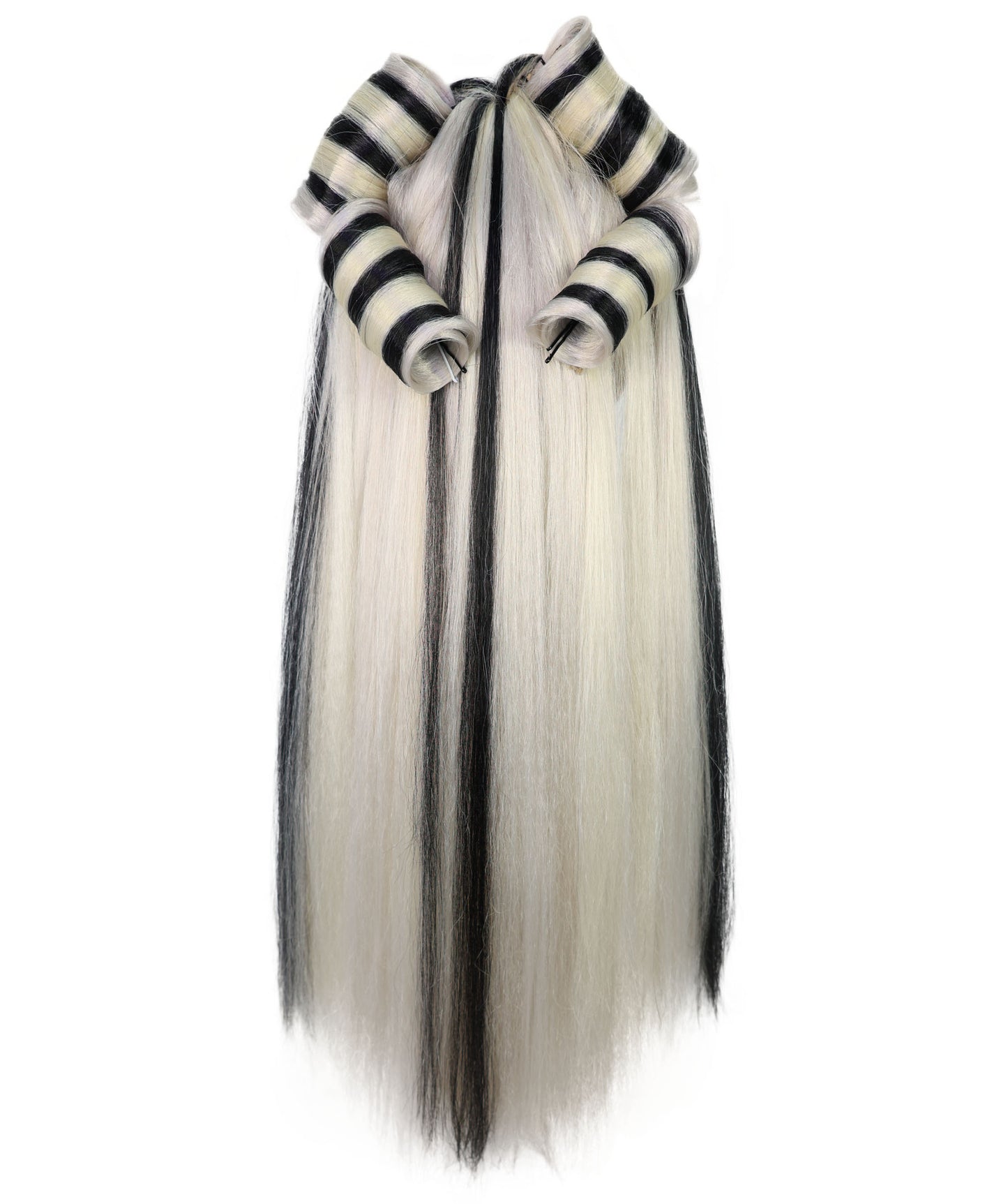 HPO Women’s Long Platinum High Ponytail Black & Blonde Wig | Celebrity Fantasy Style | Ideal for Halloween & Costume Parties